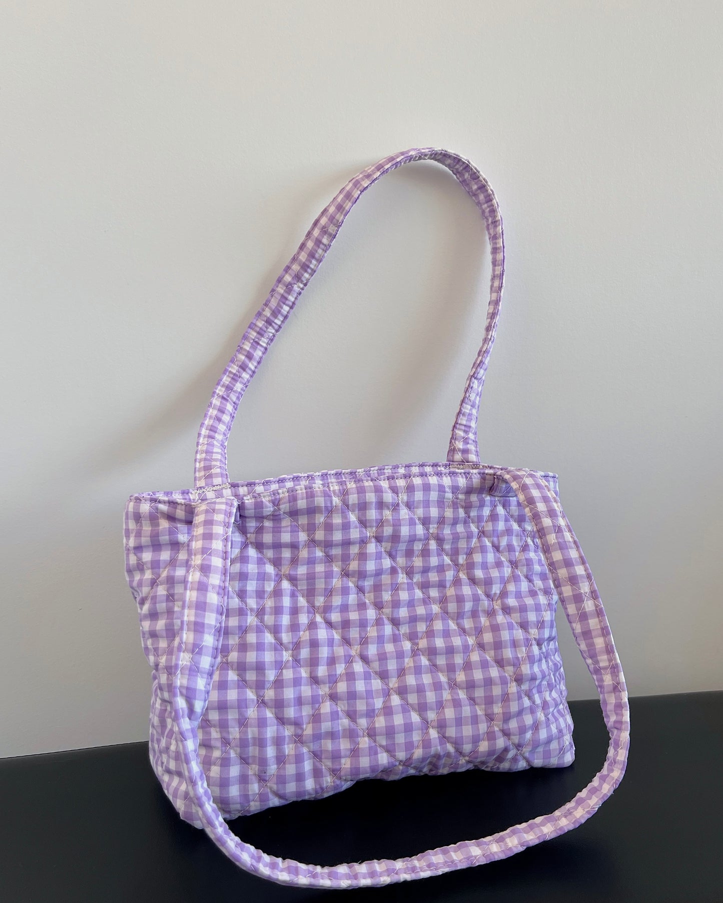 Lavender Gingham Tote Bag