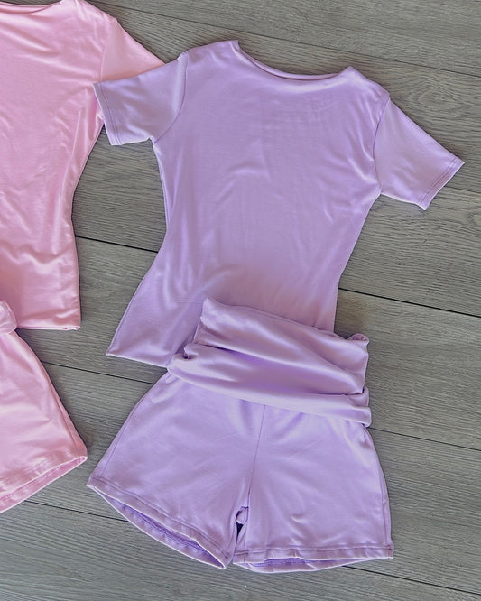 *L.S* Lavender B-Soft Fold Over Shorts