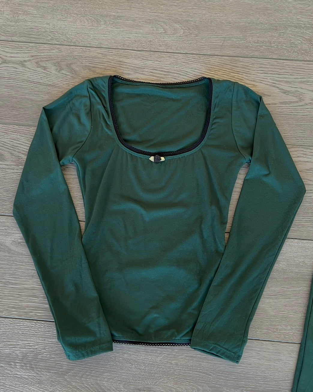 Forest Green (Lace Trim) B-Soft Long Sleeve Top