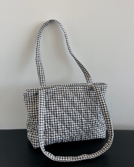 Black Gingham Tote Bag