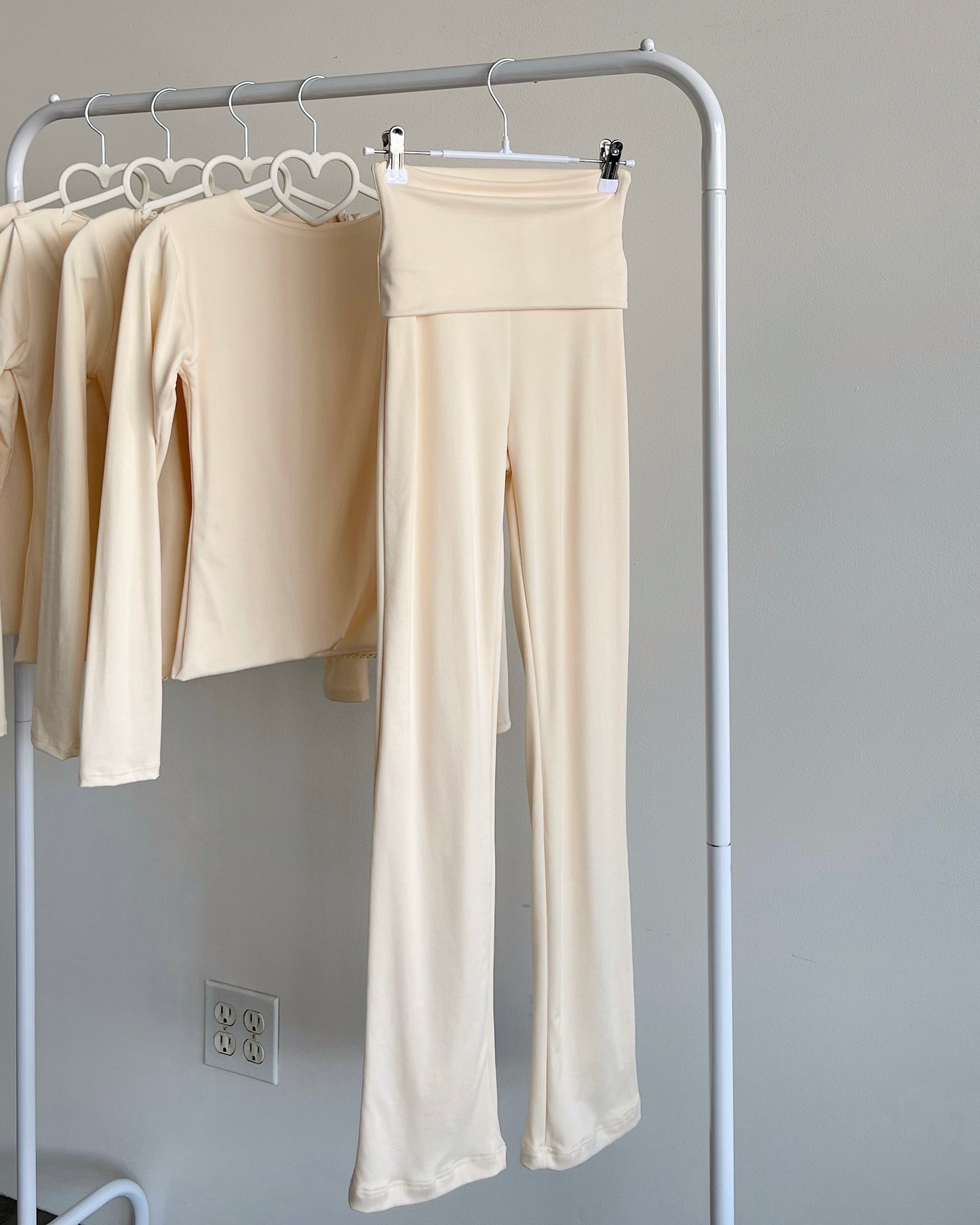 Vanilla (B-Soft) Fold Over Flare Pants