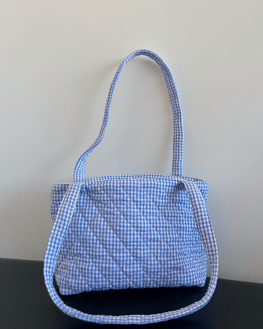 Blue Gingham Tote Bag