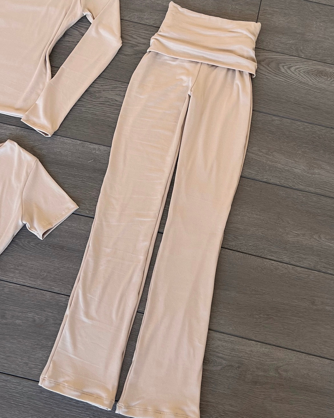 Oatmeal (B-Soft) Fold Over Flare Pants