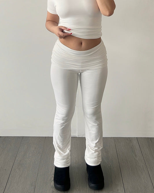 Ivory (B-Soft) Fold Over Flare Pants