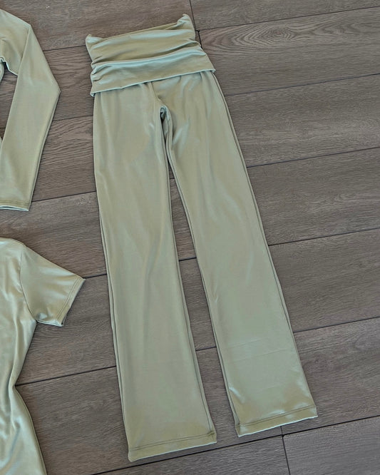 Sage (B-Soft) Fold Over Flare Pants