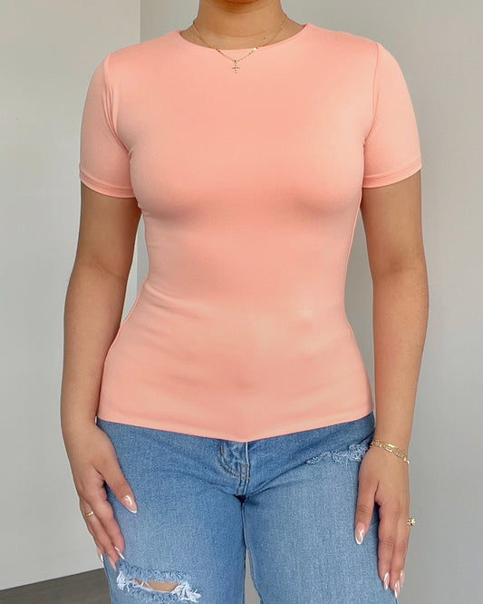 Peach B-Soft Short Sleeve Top